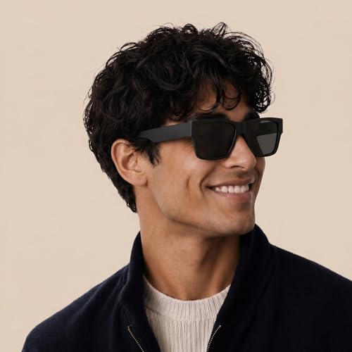 WISTON Z87 Sunglasses for Men UV400 Protection,Ultra-Light TR90 Frame Rectangle Shades W8709 Black/Dark Black by WISTON - Used condition - Image 2