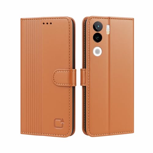 Image of AIBEX Shock Proof Flip Compatible for iQOO Z9s 5G / Vivo V40E 5G Flip Cover Leather Finish | Inside TPU with Card Pockets | Wallet Stand | Complete Protection Flip Case - Brown