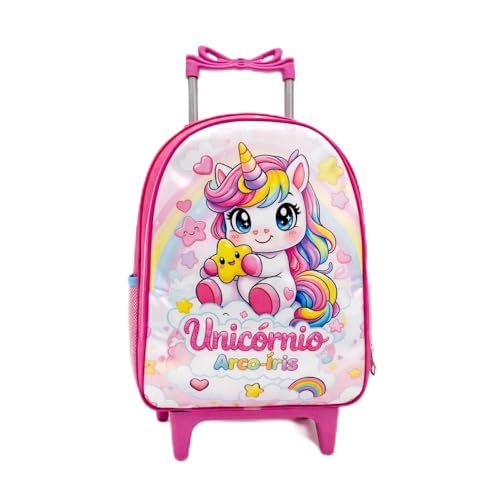 Mochila Escolar Infantil Grande com Rodinhas de Silicone | Alça Ajustável e Resistente para Meninas