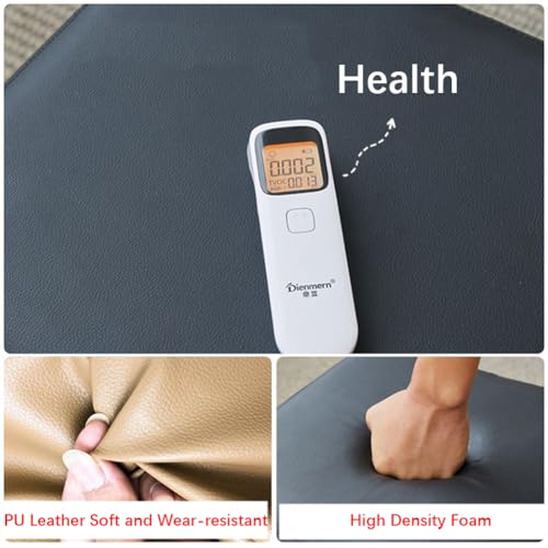 Tabouret ottoman rond imperméable noir de hauteur 25 cm polyvalent