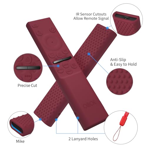 Image of OBOE Samsung QLED TV Remote Cover - Silicone Full Wrap Protective Case with Loop (H-Wine Red) - Compatible with Samsung Smart TV Remote BN59-01311