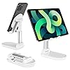Amazon Brand – Eono Porta Cellulare da Tavalo, Universale Supporto Telefono Regolabile, Compatibile con iPad, Kindle, iPhone, e Dispositivi da 4”-8”, Bianca