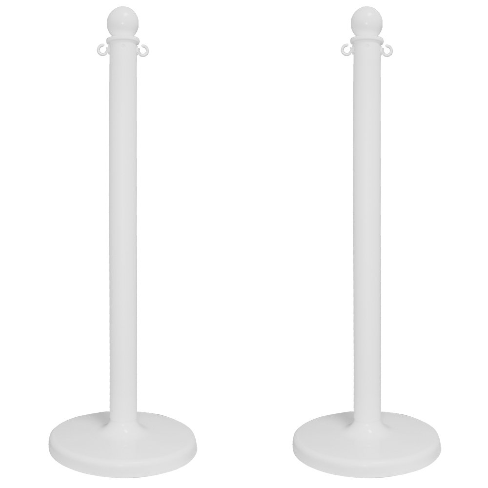 Mr. Chain Stanchion, White, 40-Inch Height, 2.5-Inch Diameter Pole, Pack of 2 (96401-2)