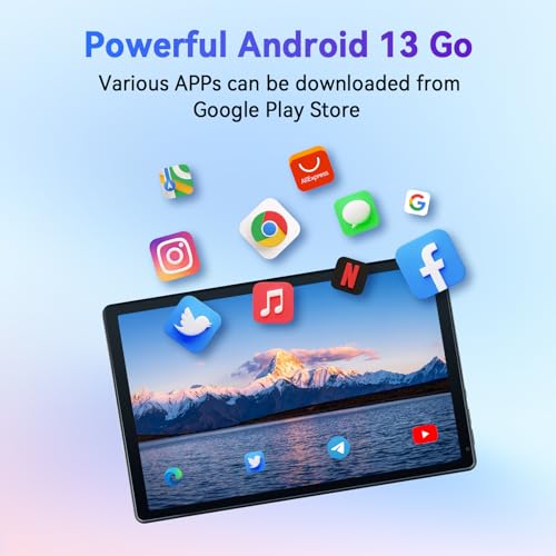 HotLight Tablet 10 Zoll, Android 13 Go Tablet PC, 8GB RAM 128GB ROM(1TB TF), Octa-Core Processori, Bluetooth5.0, 5MP + 8MP Dual-Kamera, Batteria 5000mAh, 1280x800 FHD, WiFi 6, Widevine L1 (Grau) â Bild 3