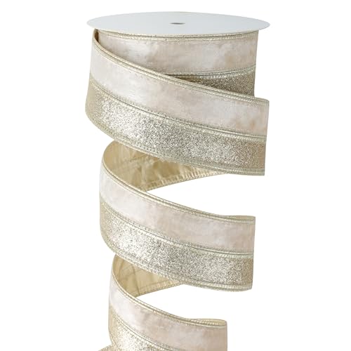 Champagne Velvet Wired Ribbon