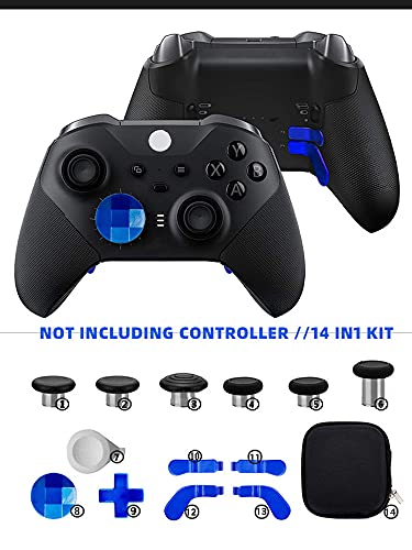 Image of 14IN1 Metal Alloy Thumbsticks Trigger D-Pads Button Set for XBOX One Elite Series 2 ( model 1797 ) Controller - Blue