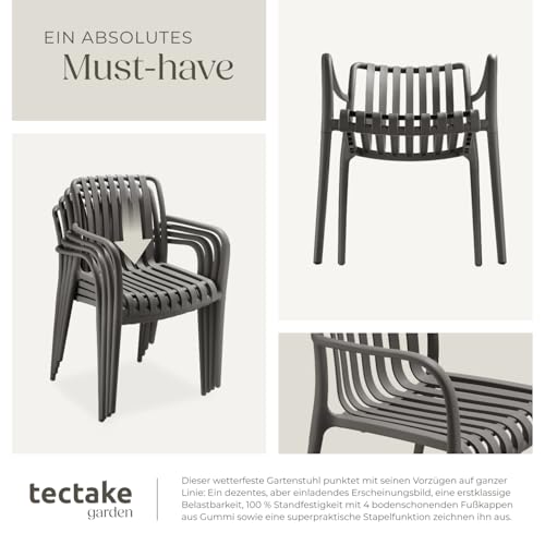 tectake® Gartenstühle stapelbar, Gartenmöbel Set, Balkon Möbel, Bistro Set, Sessel, Outdoor Möbel, Balkonmöbel, Terrassenmöbel - anthrazit… – Ansicht 5