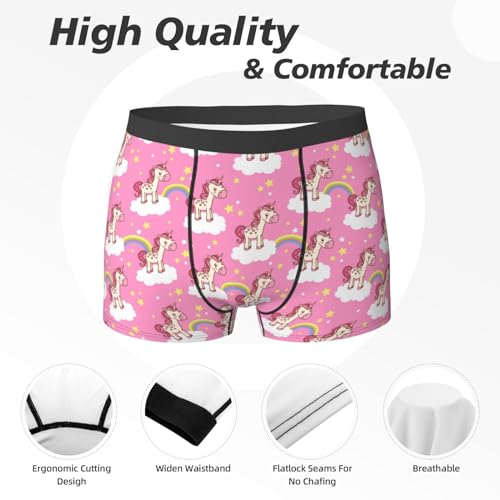 Mens Underwear - Boxers for Men, Pink Cartoon Cute Horse Rainbow Boxer Briefs for Men Pack, Mens Boxer Briefs2
