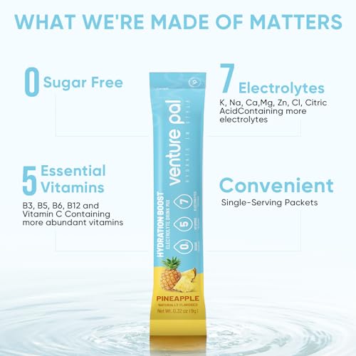 Image of Venture Pal Sugar Free Electrolyte Packet, Liquid Daily IV Hydration Powder | 5 Vitamins & 7 Electrolytes, Instantly Hydration Packets for Sports & Party Recovery, Vegan, Keto Friendly, 16 Sticks
