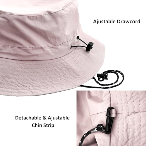 Image of woogwin Waterproof Bucket Rain Hat with Chin Strap Quick Dry Packable Boonie Sun Hat Safari Hat UV Protection