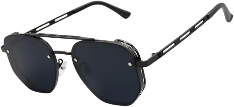 Óculos de Sol Hexagonal Aviador Piloto Proteção Lateral Vintage Retro Oldstyle Steampunk UV400 Masculino Feminino Unisex – Modelo Turner – Cacife Brand