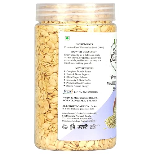 Image of Watermelon Seeds Raw Superfood (420 GM) - Plant Protein Boost, Rich in Fiber & Healthy Fats, Heart & Bone Support, Snack or Recipe Toppers, Smoothies, Salads, Baking, Nutritious Seeds for Daily Use