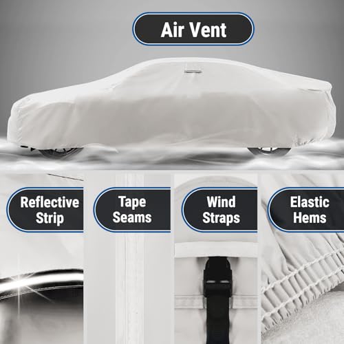 Image of iCarCover Premium Custom Car Cover for 1968-1981 Triumph TR6, TR7 Heavy Duty Waterproof All Weather Rain Snow UV Sun Protector Custom Fit Full Exterior Protection Car Cover (Stripe - Light Gray /Black)