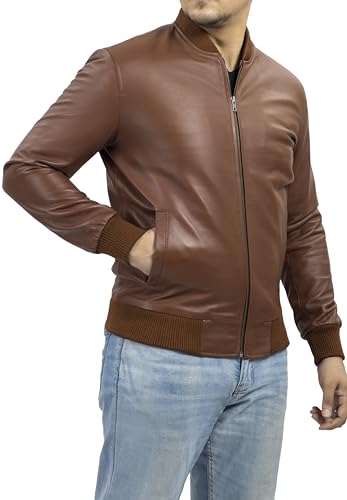Image of Jild Varsity Style Leather Bomber Jacket Men - Casual Fashion Real Suede Classic MA-1 Leather Jacket Men
