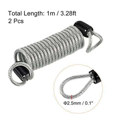 PATIKIL Security Steel Cable 2.5mm x 1m/3.28ft Coated Spring Luggage Lock Wire Rope with Double Loop Transparent 2 Pack - Image 2
