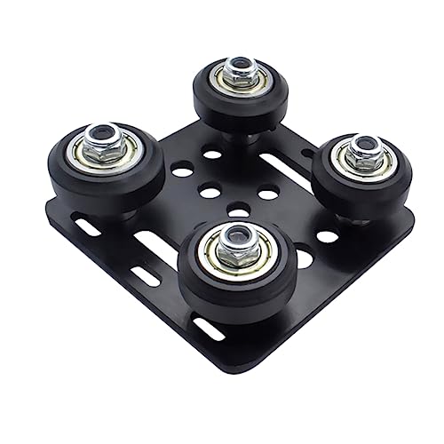 OKUMEYR 2020 V Groove Aluminium Profile Pulley Plate Set for 3d Printers, Black Aluminium Wheel Assembly, Wear-resistant
