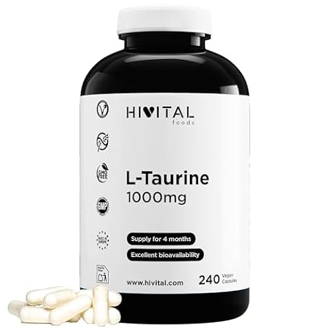 L-Tauryna 1000 mg. 240 wegańskich kapsułek na 4 miesiące kuracji.