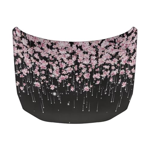 Image of Car Hood Cover Elastic Polyester Car Hood Cover with Cherry Blossom Waterproof Automotive Accessories Suitable Most Automotive Sedans Trucks Pickup Sports Cars