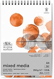 Winsor & Newton 6694002 papier mieszany w bloku - 30 ark. DIN A4, 250g/m², FSC, bezkwasowy, bez rozjaśniaczy optycznych, stabilny i nie starzejący się do wszystkich technik suchych i mokrych, biały