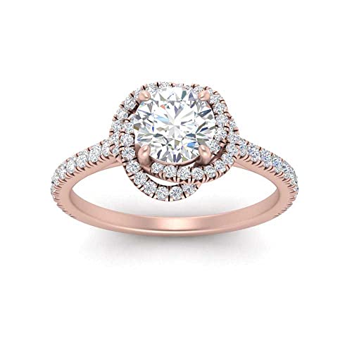 Image of 55Carat Choose Your Gemstone Flower Diamond CZ Ring rose gold plated Round Shape Halo Engagement Rings Ornaments Surprise for Wife Symbol of Love Clarity Comfortable US Size 4 to 12