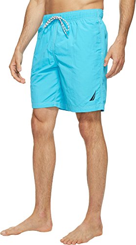 Image of Nautica Men's Solid Quick Dry Classic Logo Swim Trunk