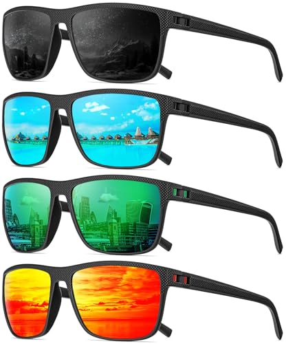 QALLY Polarized Sunglasses-Men-Women Mens Sunglasses: Classic Sun Glasses with UV Protection Driving Fishing Golf 4 Packs