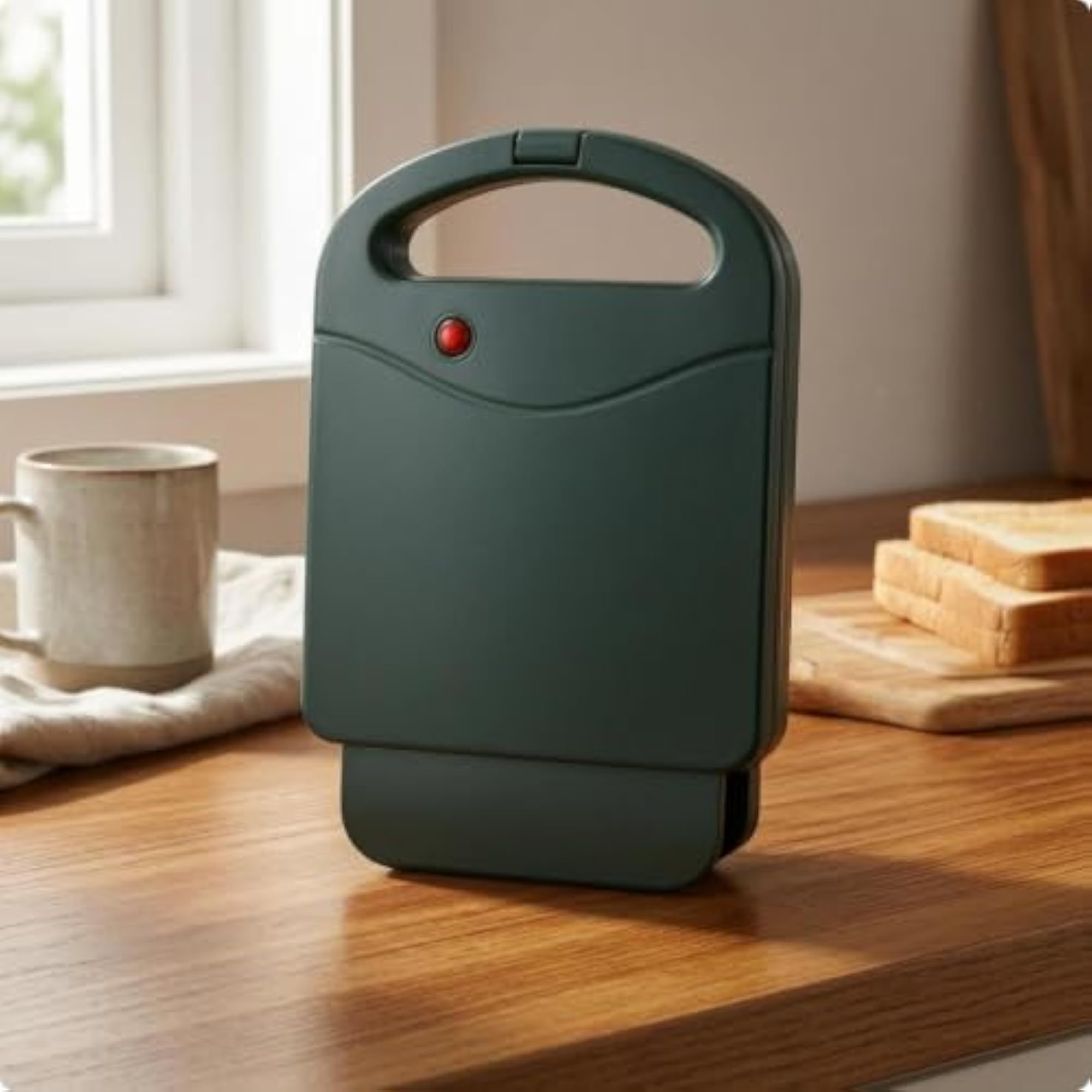 Electric Sandwich Maker with Clamshell Design, Emerald Green