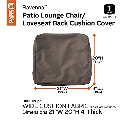 Classic Accessories Ravenna Water-Resistant 21 X 20 X 4 Inch Outdoor Back Cushion Slip Cover, Patio Furniture Cushion Cover, Dark Taupe, Patio Furniture Cushion Covers #TOP2