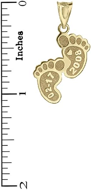 Footprint Personalized 10k Yellow Gold Name Pendant Custom Engraved with 's Name and Date