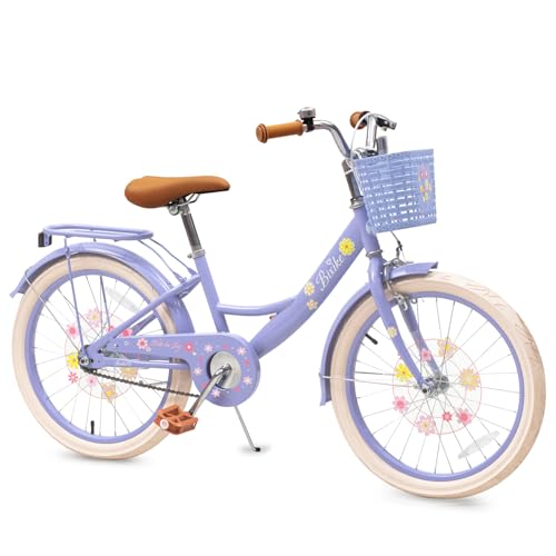 Image of Girls Bike with Basket for Toddlers and Kids Aged 3-14 Years Old, 12 14 16 18 Inch with Training Wheels & Doll Seat, 20 Inch with Kickstand & Rear Rack, Princess Style Bicycle for Gift.