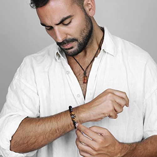 Vnox Handmade Bracelet Gifts For Dad | Handmade Anxiety Yoga Bead Crown Bracelet For Step Dad Daddy Papa Gifts From Daughter Son Wife | Best Christmas Fathers Day Birthday Gifts For Dads #TOP2