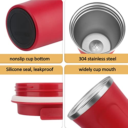 MOMSIV Coffee Cup, 380ml Stainless Steel Coffee Mug with Leak-Proof Lid, Insulated Vacuum Leakproof Travel Mug - Image 2