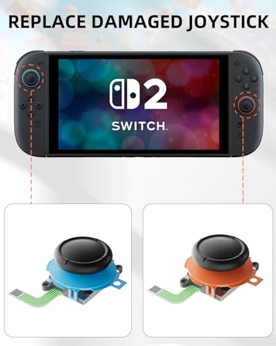Image of Joystick Replacement Kit for Nintend0 Switch2 Joycon(22 in one), Repair Kit for Switch2, Include 2 Thumbsticks, Drift Fix Tools Y / +Screwdriver, Tweezers, Pry Tools, 14 Thumbstick Grips