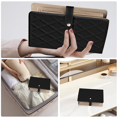 Organisateur de livres de boucles d'oreilles pliable et compact en PU - 5