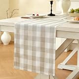Laolitou Spring Beige Checkered Table Runner...