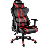 TecTake Chaise Fauteuil siège de Bureau Racing Sport Ergonomique avec Support Lombaire et Coussin - diverses Couleurs au Choix - (Rouge Noir | No. 402030)