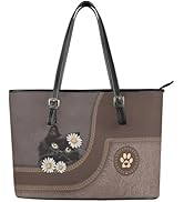 GIFTPUZZ Women's Tote Bag Leather Shoulder Bag Large Purse with Adjustable Strap and Zipper Closu...