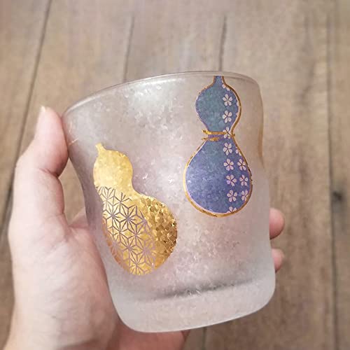 Kikyouya Cold Sake Cup Japanese Sake Glass Cup Premium Glass Made In Japan Traditional Pattern Handmade Drinkware Delicate Gift Box (Six Gourd) #TOP7