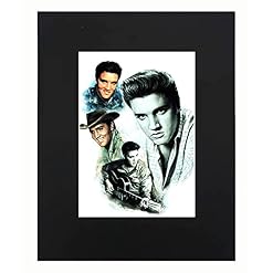 Mini poster Elvis Presley Portrait Art Art Photo Photo Poster Cadeau Décoration murale Taille avec Mat 20,3 x 25,4 cm - Les Beatles, Paul McCartney, John Lennon, RIngo Starr, George Harrison