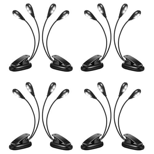 Lumière pour livre au lit anti-fatigue : lot de 8 lampes de lecture LED double bras orientable