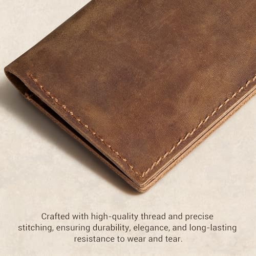 Image of CoBak Genuine Leather Checkbook Cover for Women & Men, with RFID Blocking | Classic Design Check Book Holder for Personal and Business