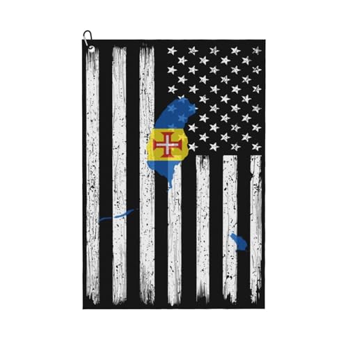 NAZIIQW US and Madeira Terrain Map Golf Towel for Golf Bag