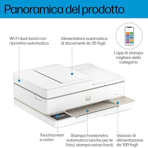 Envy 6520e 714N9B, Stampante Multifunzione a Getto d'Inchiostro A4 a Colori, Stampa Fronte e Retro Automatica, Fino a 10 ppm, Wi-Fi, ADF, Fax, 3 Mesi di Inchiostro Instant Ink Inclusi, Portobello - Hub USB - Immagine 3