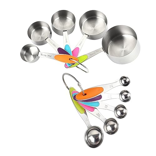 CIYODO 10pièces Cuillères Et Tasses Doseuses Empilables Ustensiles De Cuisson Utiles Pour Pâtisserie Repas Maison Avec Graduation Claire