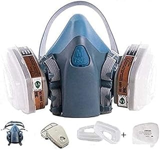 7 in 1 Half Face Respirator 7502 with 5N11 Particulate Filter, 6001 Vapor Cartridge, 501 Cover,Wide Field of View, Widely Used in Woodworking, Painting, Polishing, Welding, Vapor, Dust Protection