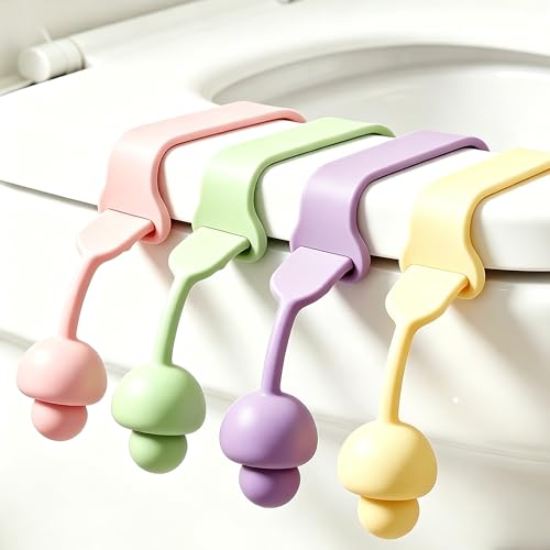 Toilet Seat Lifter 4 Pack Silicone Toilet Lid Handle Keep Hands Clean Hygienic No-Touch Toilet Seat Lift Easy Install Reusable Toilet Seat Grip for Home Office Bathroom Kids Toilet Training