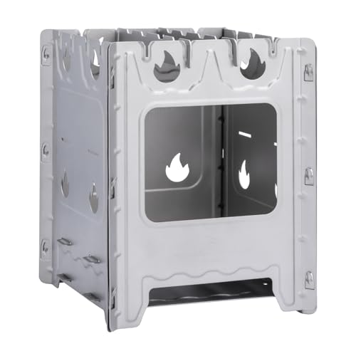 Boundless Voyage チタン 焚火台 五徳 ウッドストーブ 薪ストーブ 軽量 コンパクト収納 組み合わせ式 アウトドア バーベキューコンロ 165×165×210mm 持ち運びに便利 収納バッグ付き Ti2008C 1枚目