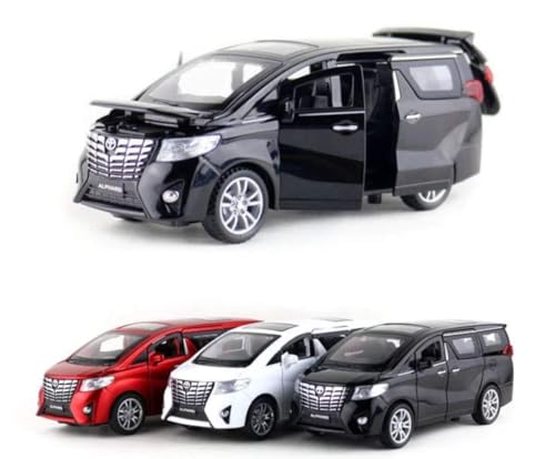 Image of 1:32 Toyota Alphard Vehicle Toy Alloy Die Cast Metal Car Model Diecast Metal Car with Light Sound Openable Door Pullback Toy Car for Kids. (Black)