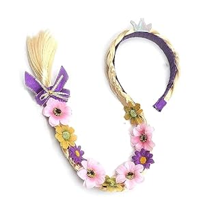Niña Princesa Peluca Trenzas, Princesa Peluca Niña, Pelucas de Princesa Rapunzel Accesorio, Peluca Trenza Princesa, para la Fiesta de Cumpleaños Cosplay (A)