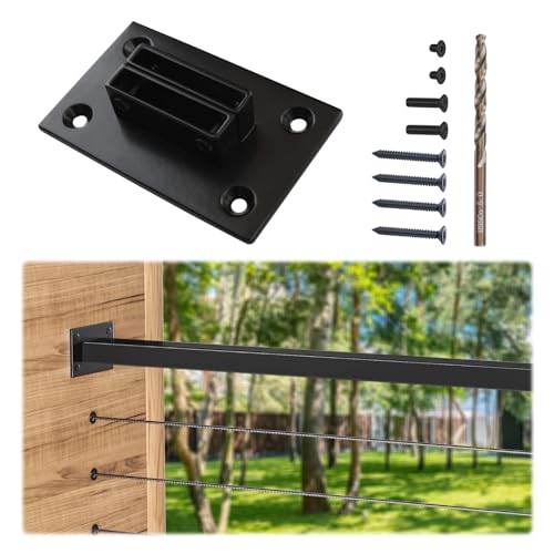 Muzata HT10 HL10 HT14 HL11 HL12 Flat Handrail Accessories - 2Pack End Brackets Universal Black Stainless Steel Handrail Support Wall Mount Base, HA34 BP4